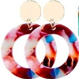 Multi-color Circular Acrylic Earrings